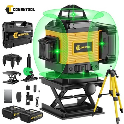 Laser Level Wasserwaage 16 Line 4D 360° Kreuzlinienlaser Kit mit 2Akku+1m Stativ