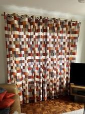 JOHN LEWIS Multi-coloured Lined Eyelet Curtains Pair 167cm width c. 225cm drop