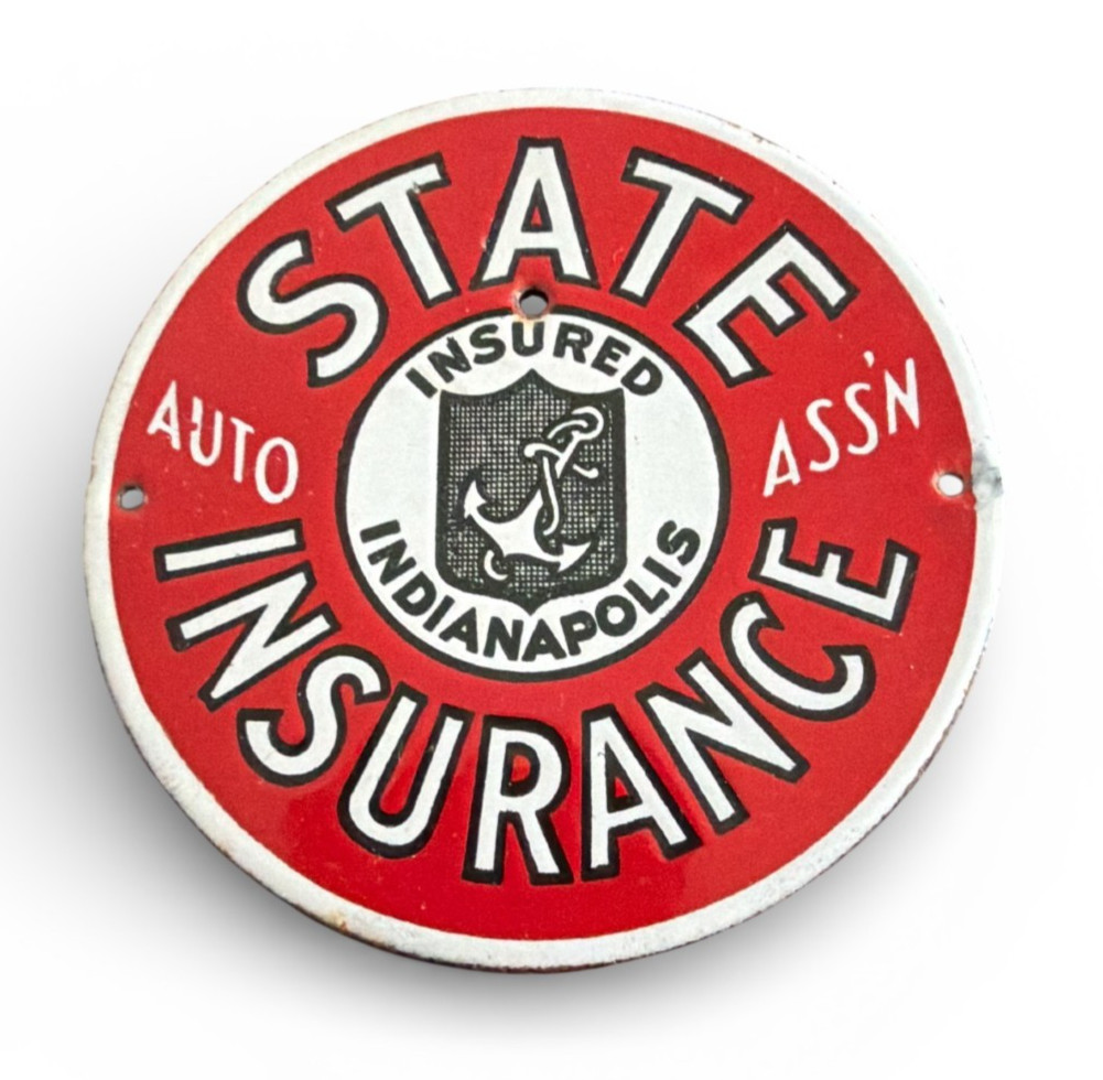 State Auto Insurance Assn Indianapolis 3.5&Quot; Porcelain Radiator Badge Early Dsn