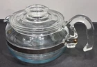 Vintage Pyrex 8446-B 6 Cup Coffee Teapot Glass & Stainless Steel Flameware