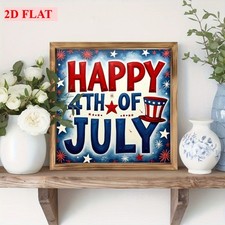 Patriotic Happy 4th of July Wooden Plaque Rustic Independence Day Home Decor