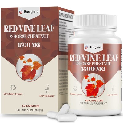 Red Vine Leaf & Horse Chestnut Extract Capsule Supplements (Vitis Vinifera) 1...