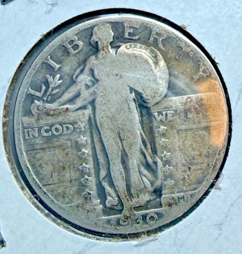 1930-P Standing Liberty US 25c ~ 90% Silver ~ Better Details ~ U80