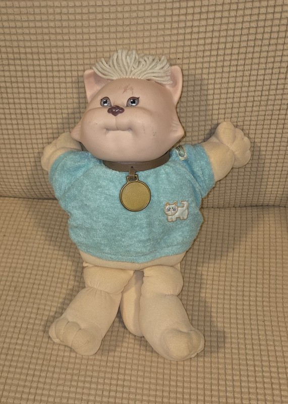 Vintage Cabbage Patch Kids Koosas Cat, w/ Yellow "Fur" Hair
