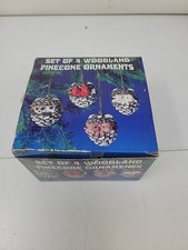 Vintage Christmas Ornament WOODLAND PINECONE Cute Forest Creatures Set of 4 Box