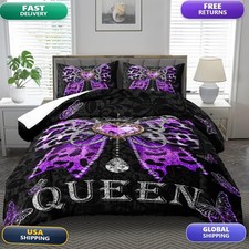 Llyxsest Leopard Print Comforter Set Full Purple Floral Butterfly
