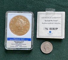 1866 Liberty Head Eagle Tribute Coin 24k Gold Layered American Mint 