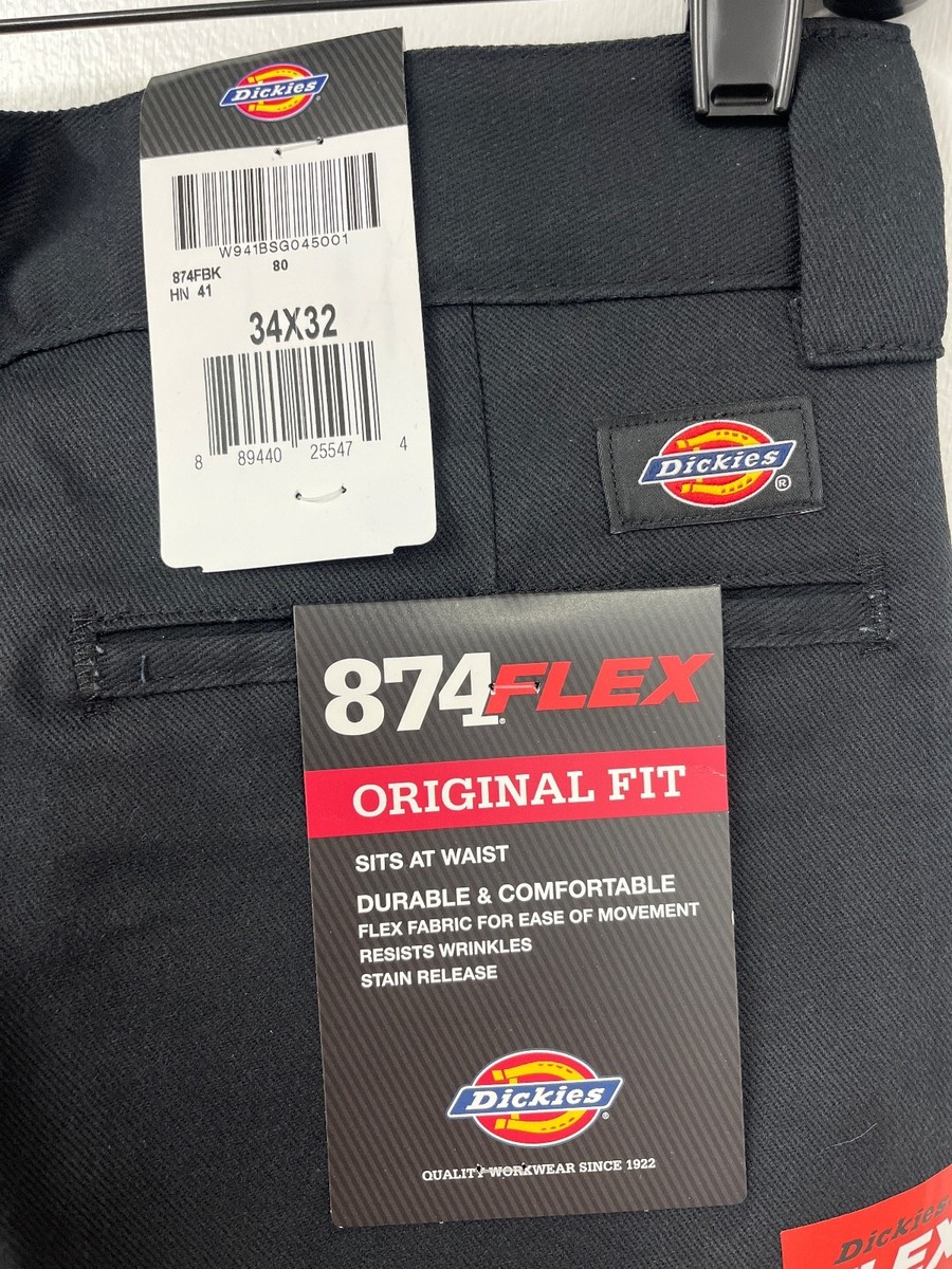 Black Pants Dickies Men's 874 FLEX Original Fit 34x32 NEW NWT | eBay