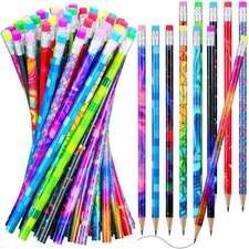Chinco 25 Pieces Wooden Pencil with Eraser for Kids Assortment Colorful Fun P...