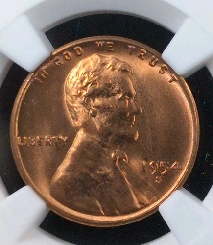 1954-S 1c Lincoln Wheat Cent - NGC MS 66 RD #5112