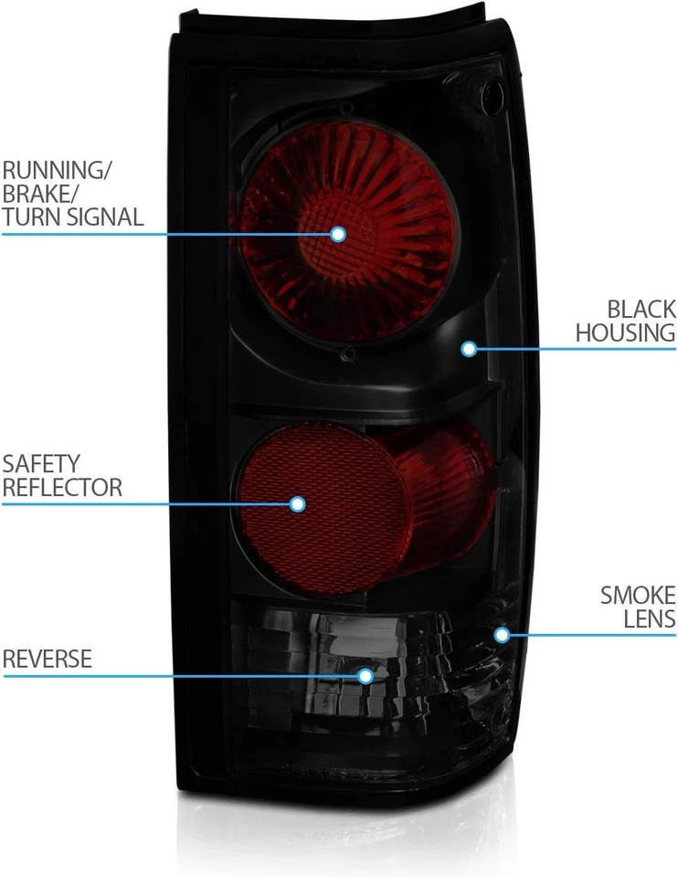 Luces traseras oscuras Euro negras humo para Chevy S10 Blazer/GMC S15 Sonoma 1982-1993 Foto 4 de 4