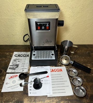Gaggia Classic Espresso Machine Stainless Steel Tested Works Great w Accessories