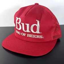 Vintage Budweiser BUD King Of Beers Snapback Trucker Hat, Swingster Made in USA