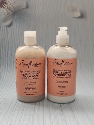 (Set of 2) Shea Moisture Coconut & Hibiscus Shampoo and Conditioner, 13 fl oz 