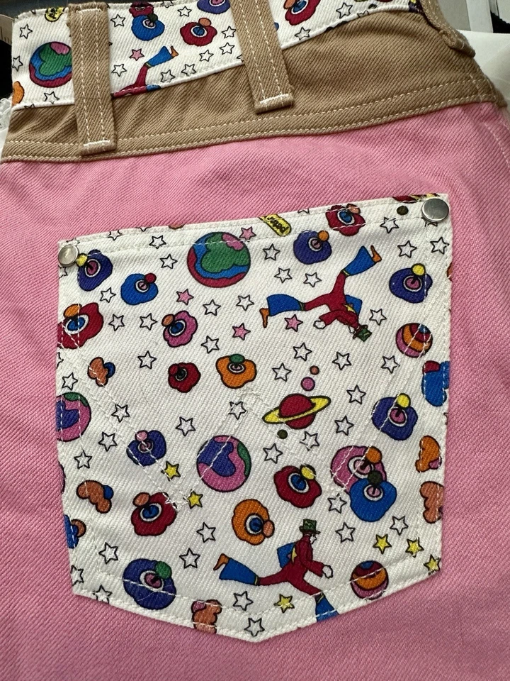 Pantalones Cortos Vintage Wrangler Peter Max Nuevos con Etiquetas Deadstock 28 Rosa Mujer’s Edición Especial Foto 4 de 4