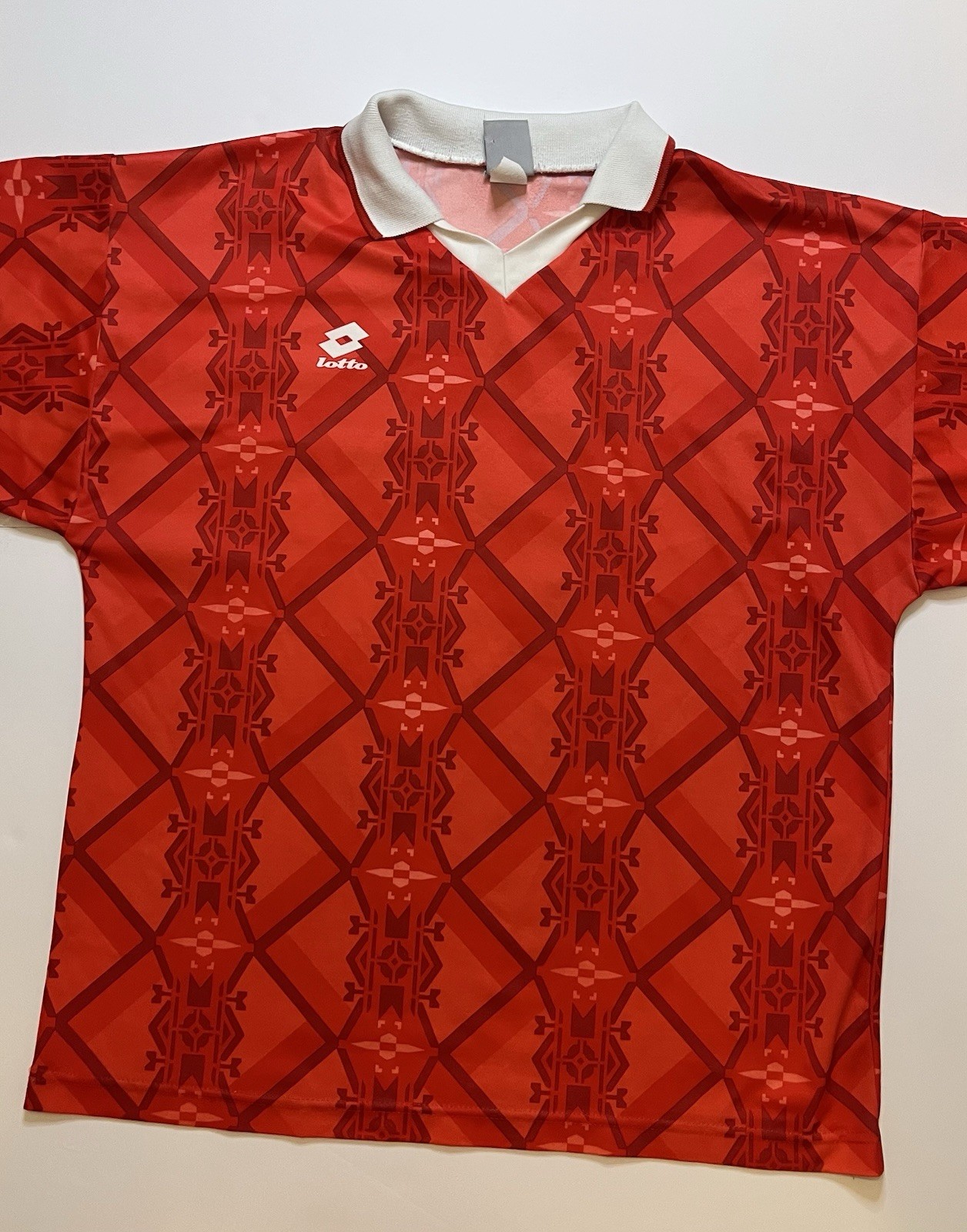Vintage Lotto Soccer Jersey Red Calcio Italia #6 Retro Football Shirt Size L
