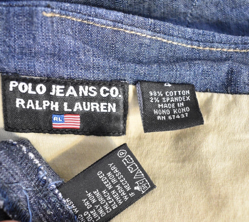 Vintage Ralph Lauren Denim Dress Stretch Midi Straight Strapless Zip 90s Women 4 - Image 2 of 4