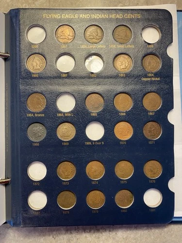 US INDIAN HEAD & FLYING EAGLE ONE CENT PARTIAL (35) Album 1857 TO 1909