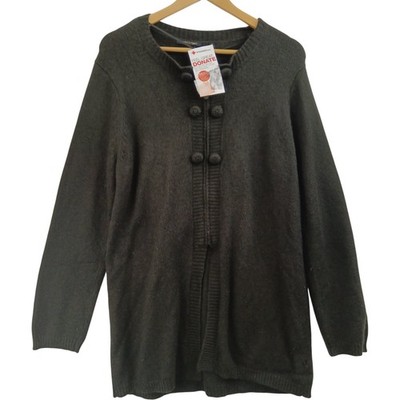 Marco Polo Women's Jumper XL Black Wool Blend Button Accents Preloved