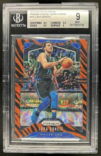2019-20 Panini Prizm Luka Doncic Prizm Choice Tiger Stripe #75 Mavericks BGS 9