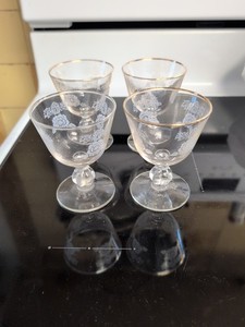 Set of 4 Homer Laughlin Queen Esther Liquor Cocktail Glasses Vintage Glassware