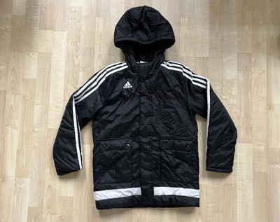 Adidas Coach Mantel Winterjacke Parka Stadium Jungen Schwarz Weiß | Gr. 140
