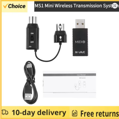 M-VAVE MS1 Mini Wireless MIDI Adapter Plug & Play for MIDI Devices