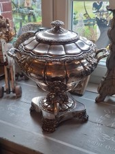 Exceptionnel Samovar métal argenté style louis xvi rocaille fin xix èm armoirie