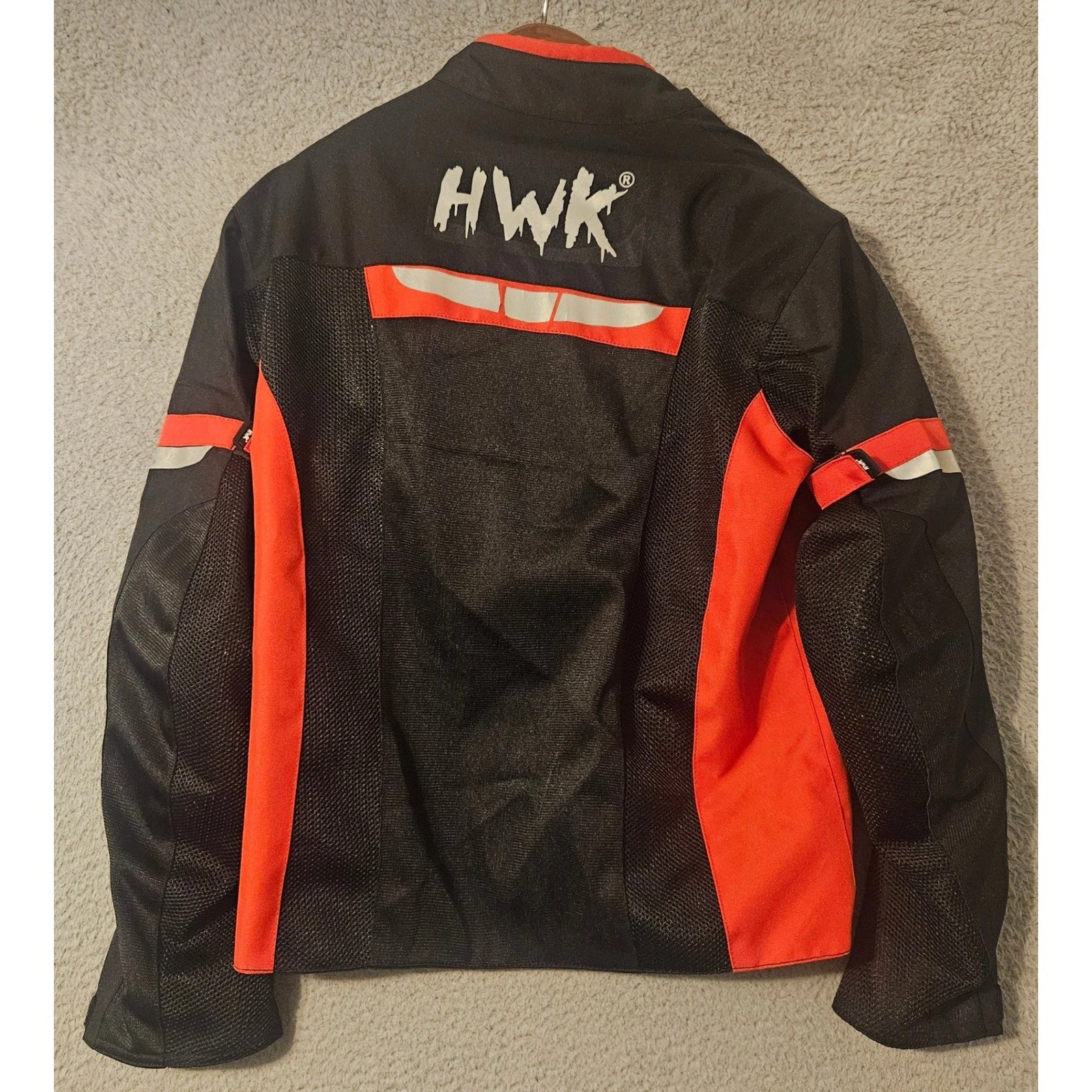 HWK Motorsports Mens Mesh Motorcycle Jacket Armored Black Red Riding Gear Small - product detail image 2