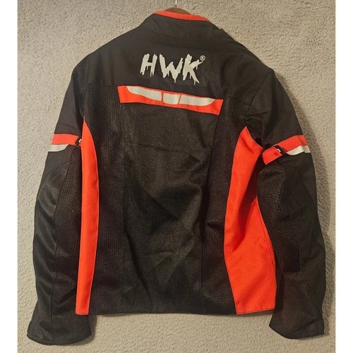 HWK Motorsports Mens Mesh Motorcycle Jacket Armored Black Red Riding Gear Small image 2