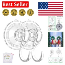 Versatile 22 LB Suction Cup Wreath Hangers - Durable Clear Hooks for Decor