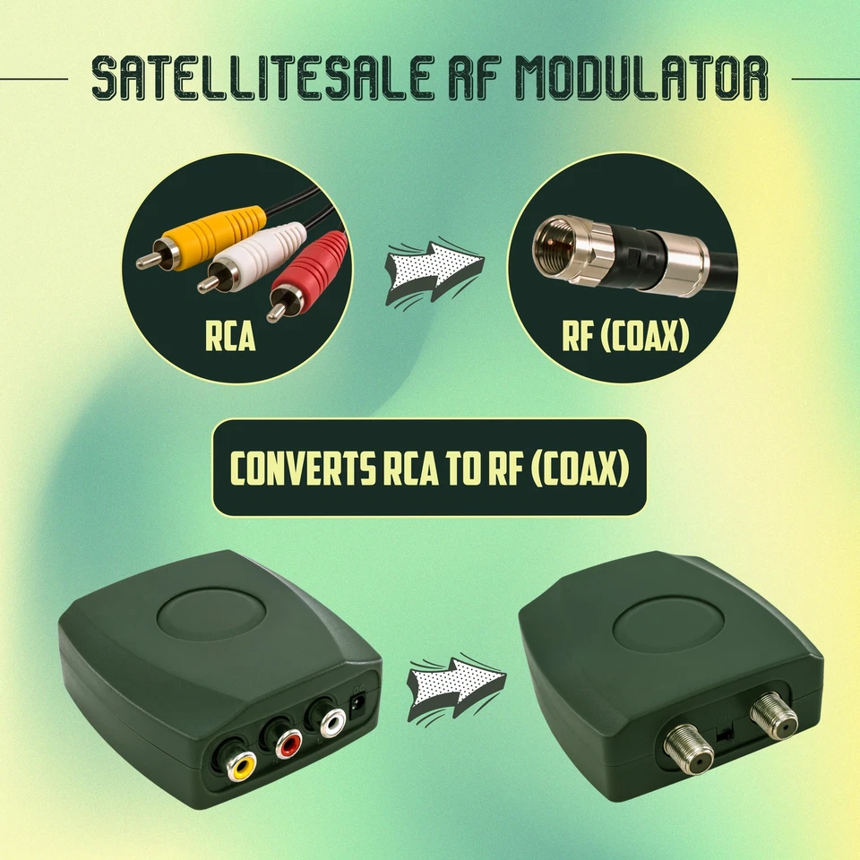 SatelliteSale RF Modulator RCA to RF Coaxial Converter - Power, Coax, AV Cables - Image 2 of 4