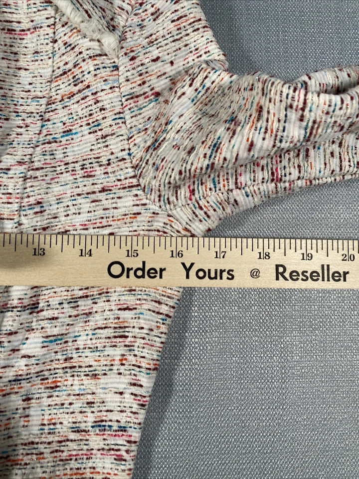 Blazer Promod feminino 2 tweed marfim metálico com zíper bolsos ajustados azul rosa laranja - Imagem 3 de 4