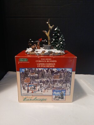 LEMAX VILLAGE COLLECTION LANDSCAPE ACCENT CURIOUS BUNNIES Retired 2001