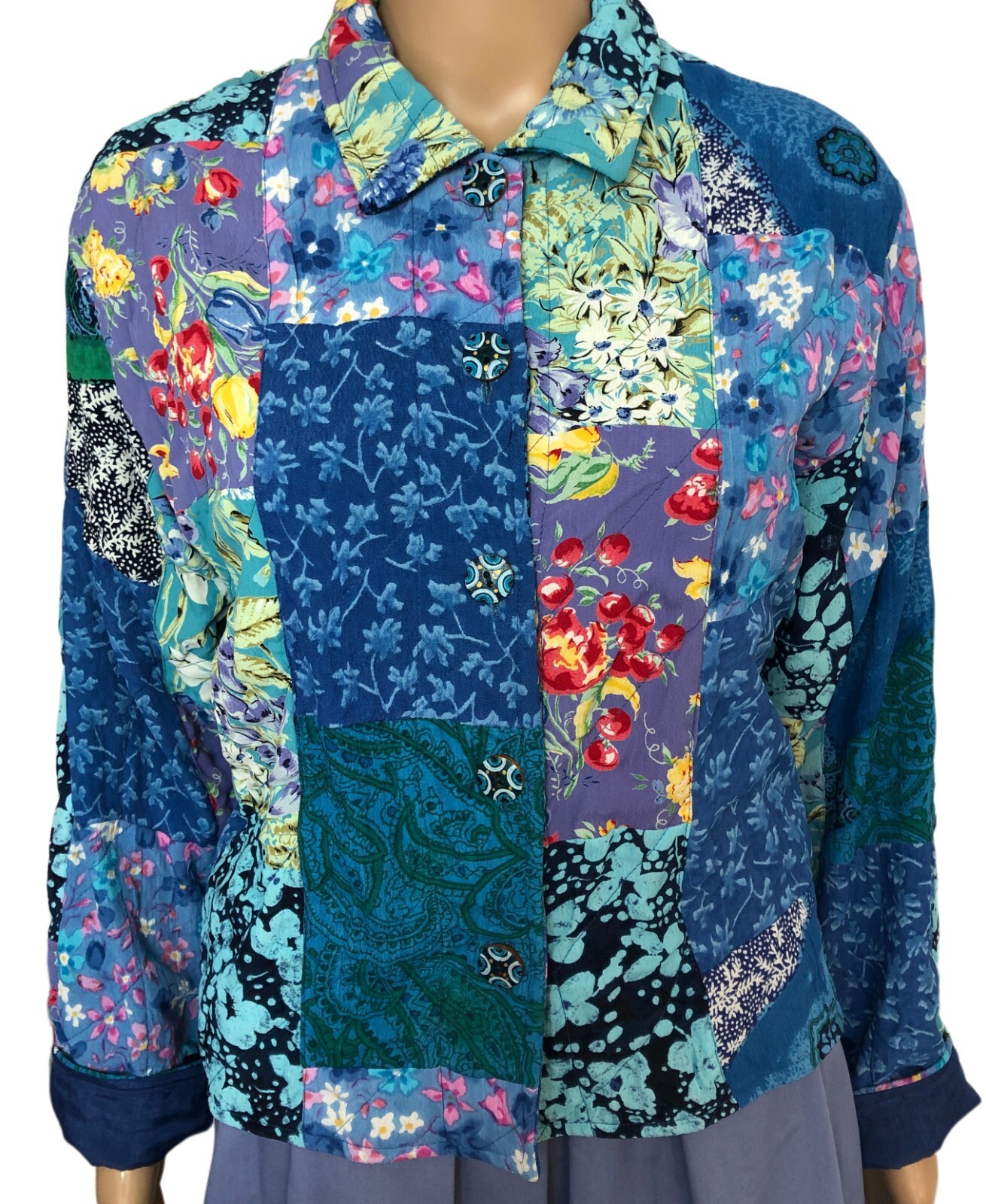 vtg Casual Studio Patchwork Button Jacket Sz S Ha… - image 9