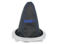 SCHALTMANSCHETTE FÜR SUZUKI SWIFT 05-10 SCHALTSACK LEDER STICKEREI DUNKELBLAU