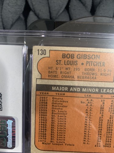 1972 Topps #130 Bob Gibson CSG 3 Very Good Vintage Cardinals Legend HoF Pop 3 - Picture 17 of 24