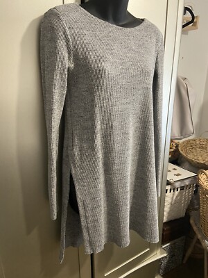 ladies dkny pure jumper dress long top grey xp long sleeve 10 12