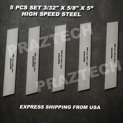 USA 5 Pcs Cut Off Blade 3/32'' x 5/8'' x 5'' M2 HSS Hardened Ground Parting Tool