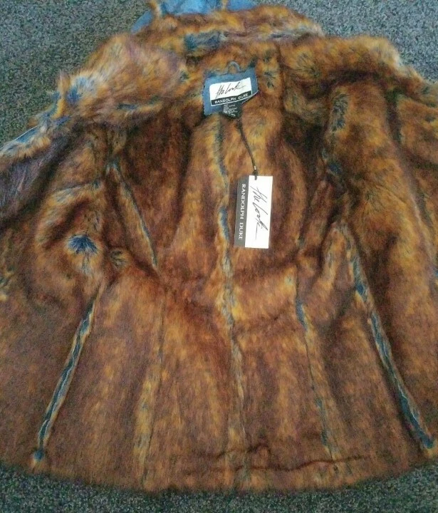 Randolph Duke Women s Suede Faux Fur Blue Fox Jacket With Hood