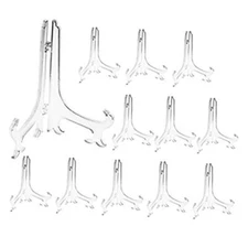  4 Inch Clear Plastic Easels or Stand/Plate Holders to 4 inch (12 pack) White