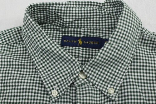 Ralph Lauren uomo tg XL manica lunga con bottoni verde gingham con frangia viola - Foto 4 di 8