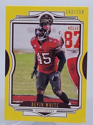 2021 PANINI LEGACY DEVIN WHITE YELLOW BASE FOOTBALL CARD 143/150 BUCCANEERS NFL