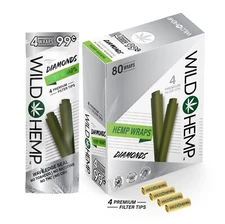 Wild H. Organic Wrap Rolling Paper Diamond Full Box 20 Pouches / 4 per Pack