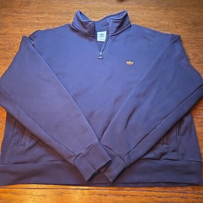 Adidas x Gonz Heavyweight Shmoofoil  1/4 Zip Sweatshirt Size S Gray GR8771