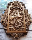 Icon Saint George and the Dragon 3D Art Orthodox Wood Carved Icon Picture 15"