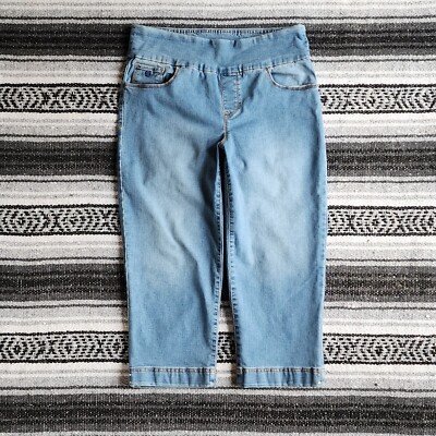 Gloria Vanderbilt Amanda Pull On Slimming Stretch Denim Crop Jeans 8P Light Wash