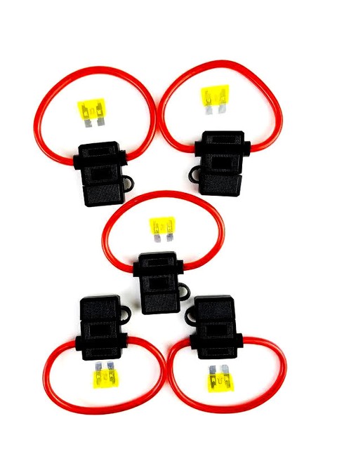 5 Pack 10 Gauge Inline ATC Fuse Holder+20 AMP Fuse & Cover New Car Truck Install 5 Pack 10 Gauge Inline ATC Fuse Holder+20 AMP Fuse & Cover New Car Truck Install