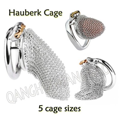 Stainless Steel Male Chastity Device Hauberk Cage 5 Sizes Men Metal Locking Belt