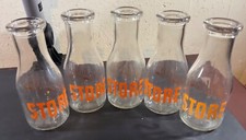 PINT MILK BOTTLES / LOT OF 5 BOTTLES / MAKES GREAT KITCHEN DISPLAY